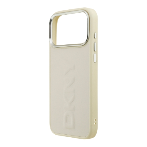 DKNY для iPhone 17 Pro Max чехол PU Large Embossed Vertical logo Metal camera Hard White
