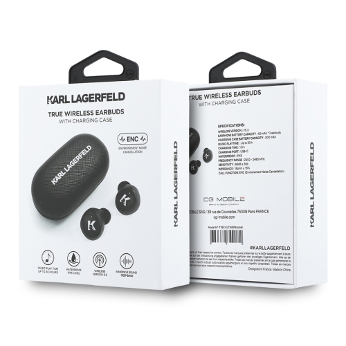 Karl Lagerfeld Наушники TWS Bluetooth PU Saffiano ENC Black