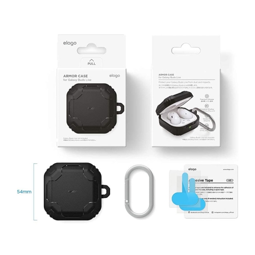 Чехол Elago Armor TPU Hang case для Galaxy Buds 2/Live/Pro/FE, черный
