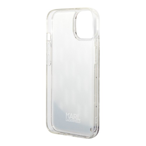 Чехол Lagerfeld Liquid glitter Monogram Hard для iPhone 14, серебристый