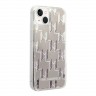 Чехол Lagerfeld Liquid glitter Monogram Hard для iPhone 14, серебристый