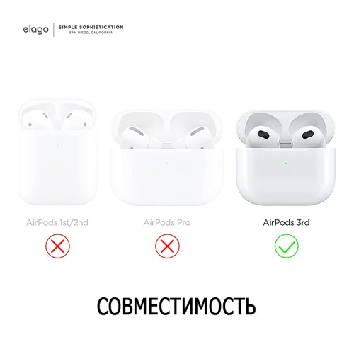 Накладки Elago Secure Fit для AirPods 3 (2021), серый/белый (2 пары)