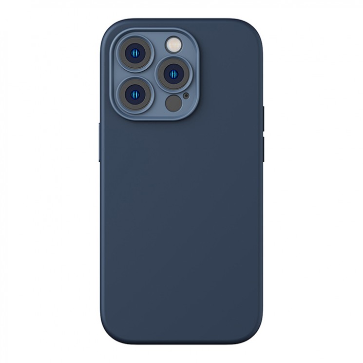 Чехол Baseus Liquid Silica Gel case +Tempered glass для iPhone 14 Pro Max, синий