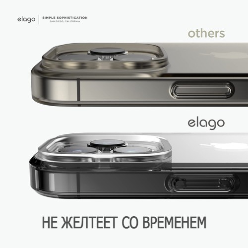 Чехол Elago HYBRID для iPhone 14 Pro Max, прозрачный/серый бампер