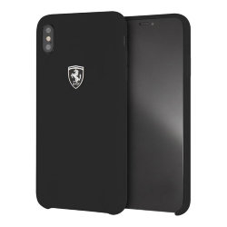 Чехол Ferrari Silicone Rubber Hard для iPhone XS Max, черный