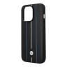 Кожаный чехол BMW Signature Leather Hot stamp lines Hard для iPhone 14 Pro Max, черный