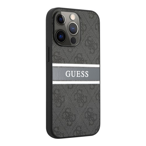 Чехол Guess 4G Stripe printed logo Hard для iPhone 14 Pro Max, серый