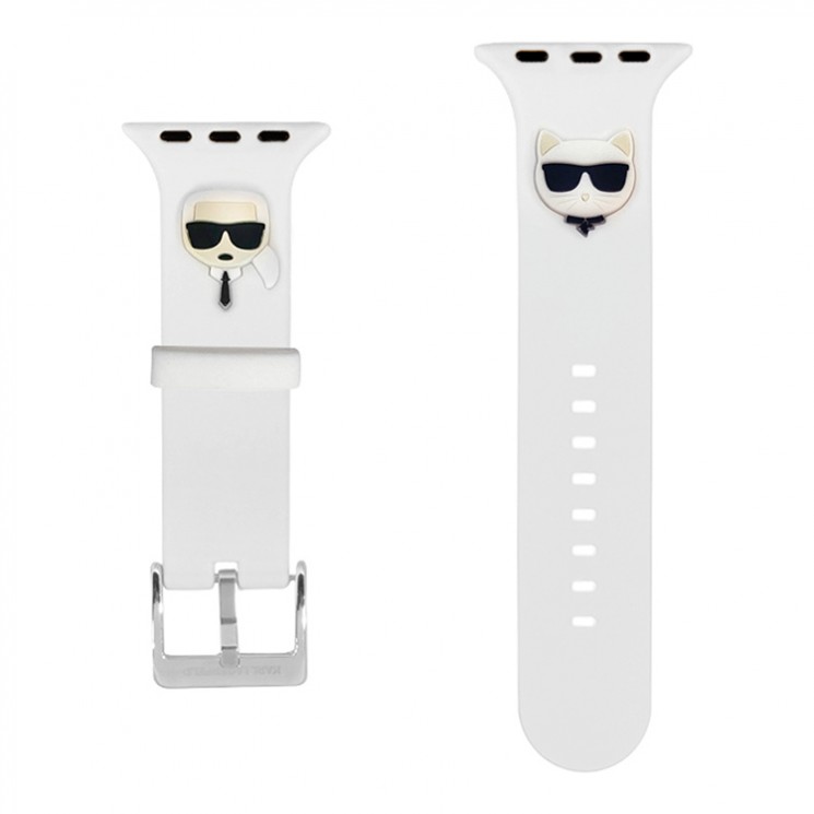 Ремешок Lagerfeld Silicone Karl and Choupette heads для Apple Watch 42-44-45 mm, белый