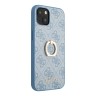 Чехол Guess PU 4G + Ring Hard для iPhone 14 Plus, голубой