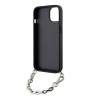 Чехол Lagerfeld PU Saffiano Monogram + Wrist chain Hard для iPhone 14, черный