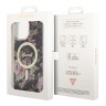 Чехол Guess Flower Hard для iPhone 14 Pro Max, черный/золотой (MagSafe)