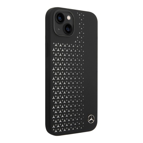Чехол Mercedes Liquid Silicone Stars Horyzontal Hard для iPhone 14 Plus, черный