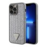 Guess для iPhone 15 Pro Max чехол Diamond Rhinestone Triangle metal logo Hard Silver