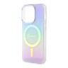 Guess для iPhone 15 Pro чехол PC/TPU Script printed logo Hard Iridescent Purple (MagSafe)