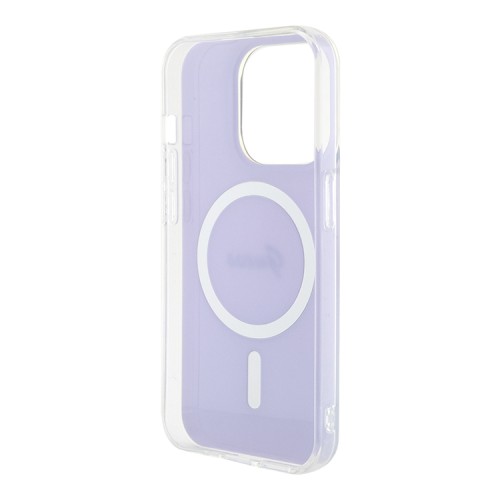 Guess для iPhone 15 Pro чехол PC/TPU Script printed logo Hard Iridescent Purple (MagSafe)