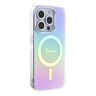 Guess для iPhone 15 Pro чехол PC/TPU Script printed logo Hard Iridescent Purple (MagSafe)