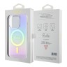 Guess для iPhone 15 Pro чехол PC/TPU Script printed logo Hard Iridescent Purple (MagSafe)