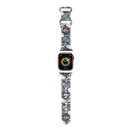Hello Kitty для Apple Watch 42-41-40 mm ремешок Liquid silicone Graffiti Tags Beige