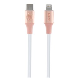 Guess кабель Silicone with Aluminium USB-C to Lightning MFI 1.5m Pink