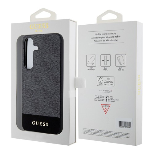Guess для Galaxy S24+ чехол PU 4G Bottom stripe Metal logo Hard Grey