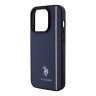 U.S. Polo для iPhone 15 Pro чехол PU Double horse logo and Tricolor line Hard Navy