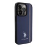 U.S. Polo для iPhone 15 Pro чехол PU Double horse logo and Tricolor line Hard Navy