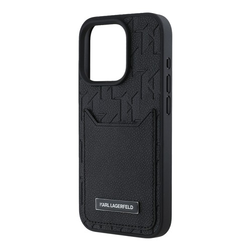 Karl Lagerfeld для iPhone 15 Pro чехол Cardslot PU Monogram/Grained Pocket Hard Black