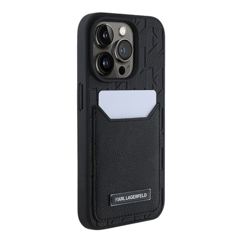 Karl Lagerfeld для iPhone 15 Pro чехол Cardslot PU Monogram/Grained Pocket Hard Black