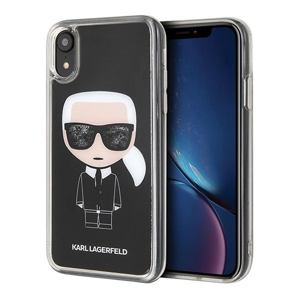 Чехол Karl Lagerfeld Liquid Glitter Iconic Hard для iPhone XR, черный