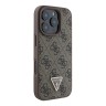 Guess для iPhone 16 Pro чехол PU кожа 4G Triangle Diamond logo Brown
