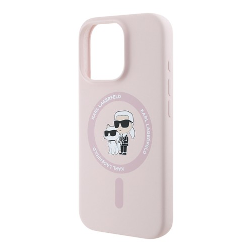 Karl Lagerfeld для iPhone 16 Pro чехол Liquid Silicone NFT Karl&Choupette Pink (MagSafe)