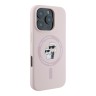 Karl Lagerfeld для iPhone 16 Pro чехол Liquid Silicone NFT Karl&Choupette Pink (MagSafe)