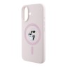 Karl Lagerfeld для iPhone 16 чехол Liquid Silicone NFT Karl & Choupette Hard Pink (MagSafe)