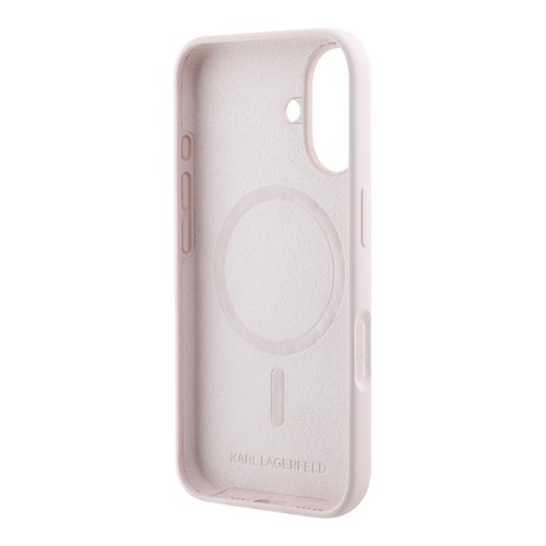 Karl Lagerfeld для iPhone 16 чехол Liquid Silicone NFT Karl & Choupette Hard Pink (MagSafe)
