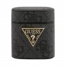 Guess 4G PU leather case with metal logo для Airpods 1/2, серый GUACA2VSATML4GG