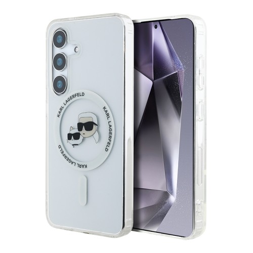 Karl Lagerfeld для Galaxy S25+ чехол PC/TPU NFT Karl & Choup Head Metal camera Hard White (MagSafe)