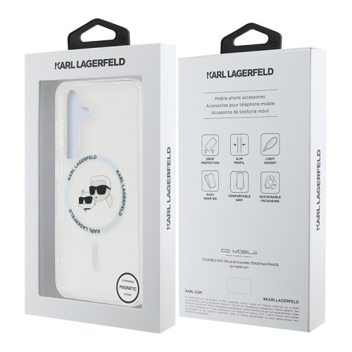 Karl Lagerfeld для Galaxy S25+ чехол PC/TPU NFT Karl & Choup Head Metal camera Hard White (MagSafe)