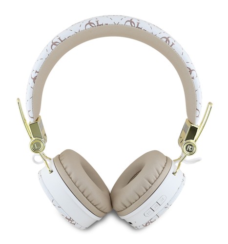 Guess наушники беспроводные накладные Bluetooth HP Round ENC 4G with Triangle Metal Logo White