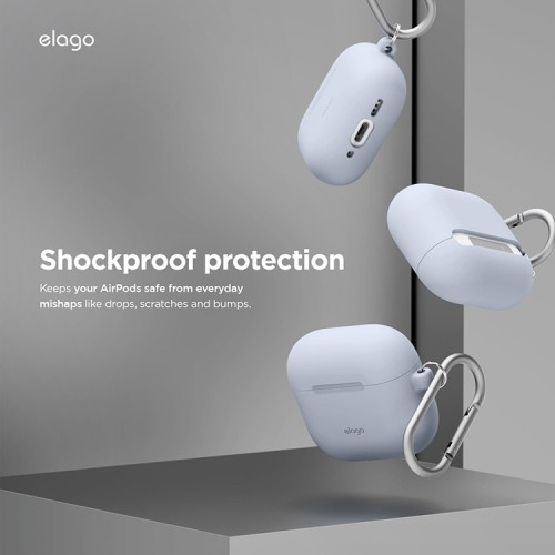 Elago для AirPods 4 чехол Silicone Hang case Light Blue