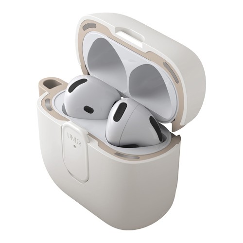 Uniq для Airpods 4 чехол CLYDE Lock case Mist Grey/Khaki