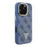 Guess для iPhone 16 Pro Max чехол PU 4G Triangle metal logo and Camera Stand Hard Blue (MagSafe)