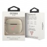 Чехол Guess Silicone case Script logo with cord для Airpods Pro, серый/розовый
