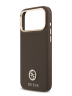 Guess для iPhone 17 Pro чехол PU Grained 4G Diamond metal logo Gold camera Hard Brown (MagSafe)