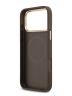 Guess для iPhone 17 Pro чехол PU Grained 4G Diamond metal logo Gold camera Hard Brown (MagSafe)