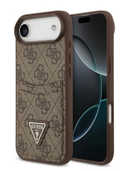 Guess для iPhone Air чехол PU 4G Double cardslot Triangle metal logo Hard Brown