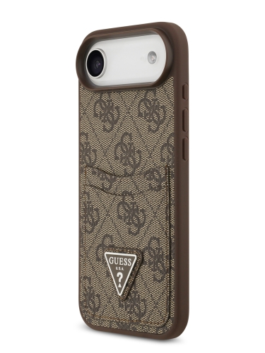 Guess для iPhone Air чехол PU 4G Double cardslot Triangle metal logo Hard Brown