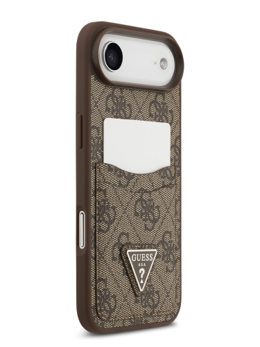 Guess для iPhone Air чехол PU 4G Double cardslot Triangle metal logo Hard Brown
