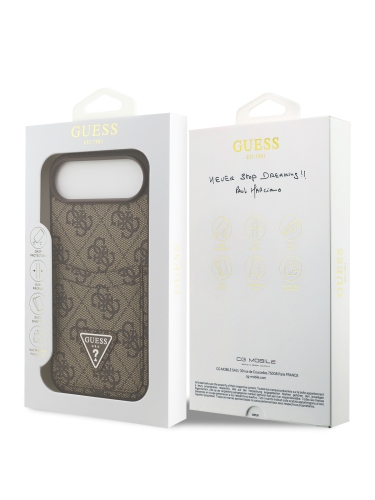 Guess для iPhone Air чехол PU 4G Double cardslot Triangle metal logo Hard Brown