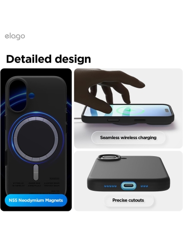 Elago для iPhone 17 чехол Magnetic Silicone Black (MagSafe)