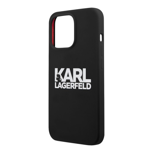 Чехол Karl Lagerfeld Liquid silicone Stack logo Hard для iPhone 13 Pro, черный